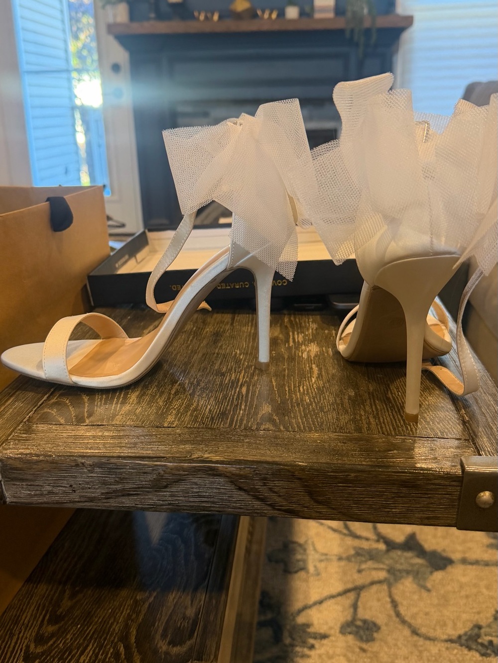 Lulu's White Tulle Ankle-Tie Stiletto Sandals